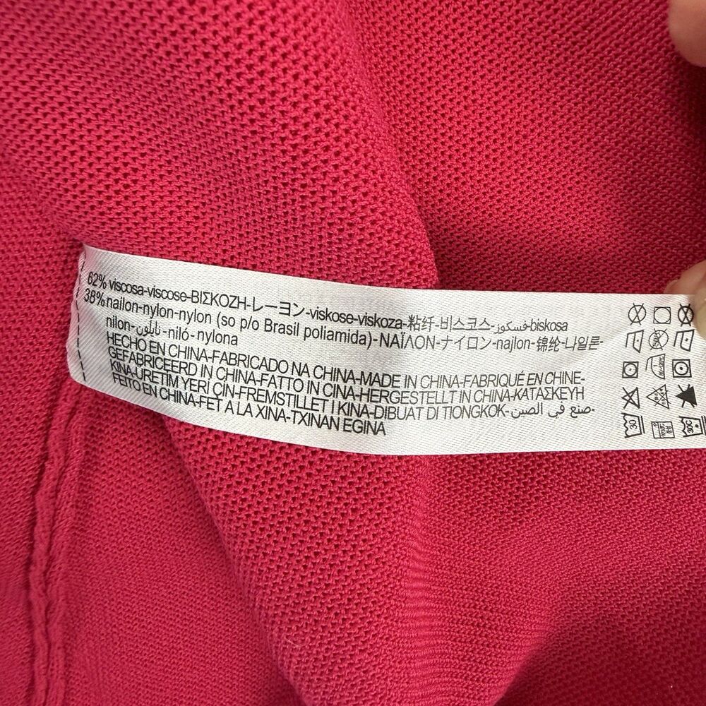NEW ZARA Strapless Pink Maxi Dress Women Large Fuchsia Pink Fit Flare Knit - Picture 7 of 11